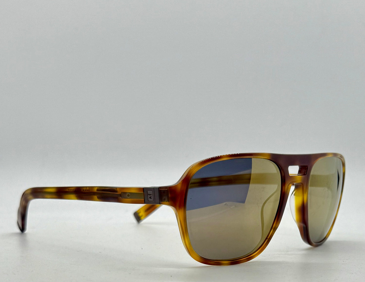 John Varvatos Classic Aviator Sunglasses-Tortoise Horn Acetate-Mirrored Gold Lenses-New|Unworn
