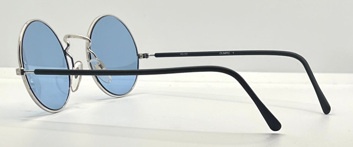 Armony- Olimpic 1 -Round Vintage Sunglasses w|New Sky Blue Custom Gradient Tinted Lenses