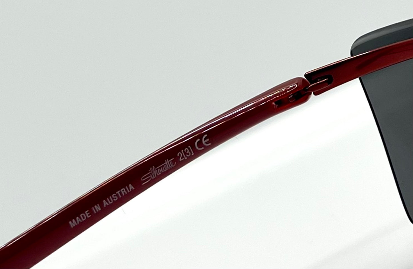 Silhouette 8596 40 6128 Vintage Sunglasses-Red Rimless Wrap Shield-Deadstock