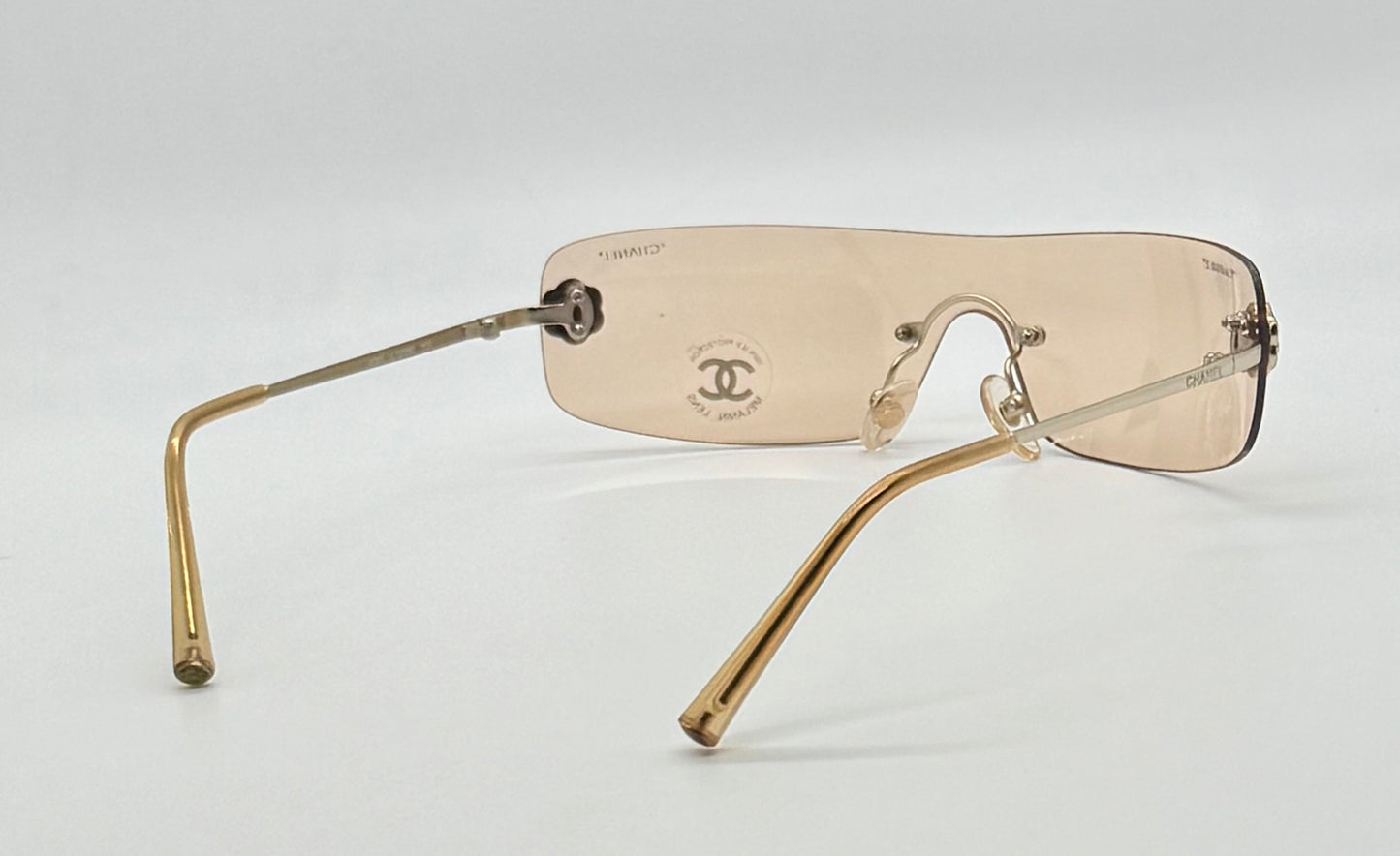 Chanel 4086 C.124|60 Silver Shield Rimless Sunglasses – Vintage Deadstock – Made In Italy