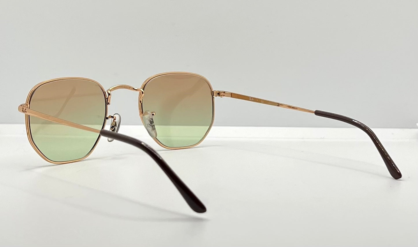 Ray-Ban Rb6448 3094-Geometric Gold Wire Sunglasses W| New, Custom Brown To Green Gradient Lenses