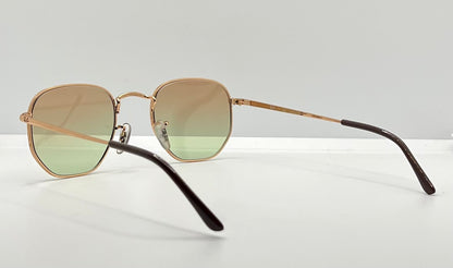 Ray-Ban Rb6448 3094-Geometric Gold Wire Sunglasses W| New, Custom Brown To Green Gradient Lenses