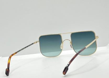 Odette Lunettes Juno M202 Gold Sunglasses-Made In France-Gradient Blue|Green Lenses-New