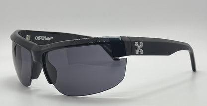 Vintage Off-White Black Shield Wraparound Sunglasses Model Oeri068 1007