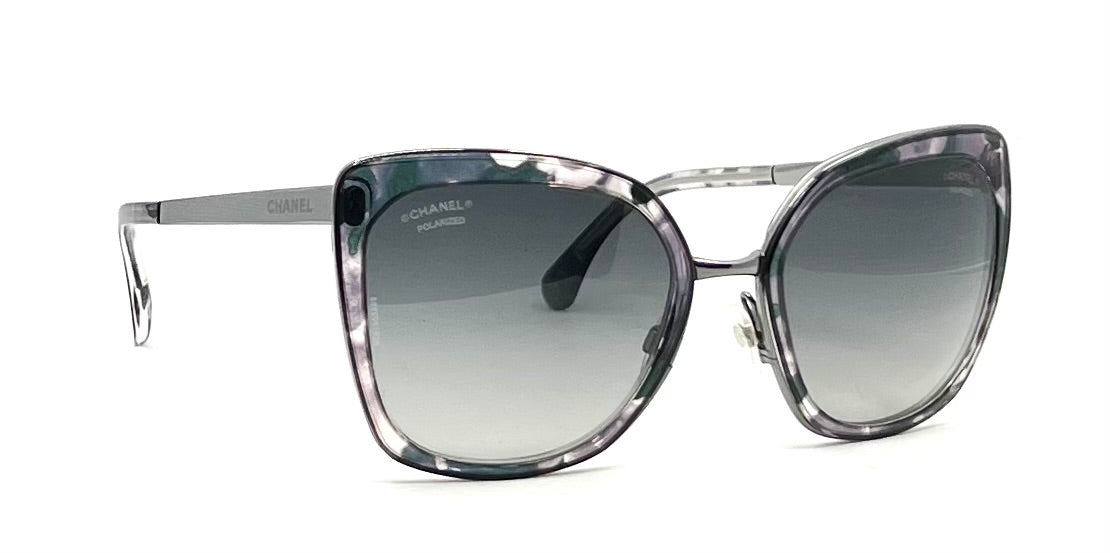 Chanel 4209 Polarized Sunglasses Grey Marble Italy 57-20 Deadstock