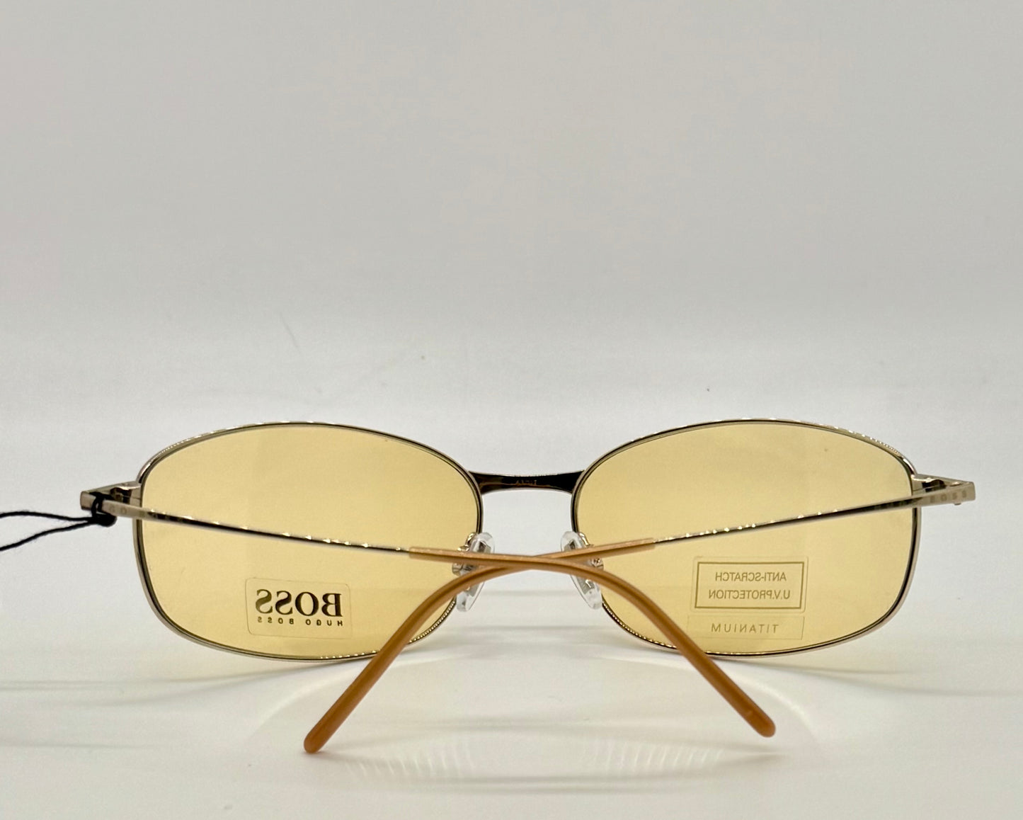 Hugo Boss Hb5774 Titanium Aviator Sunglasses Amber Lens Deadstock Japan