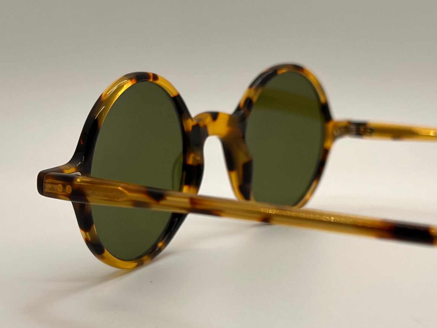 Brand New-Morel Aime 90040C-Round Tortoise Acetate Sunglasses With Custom Green Glass Lenses