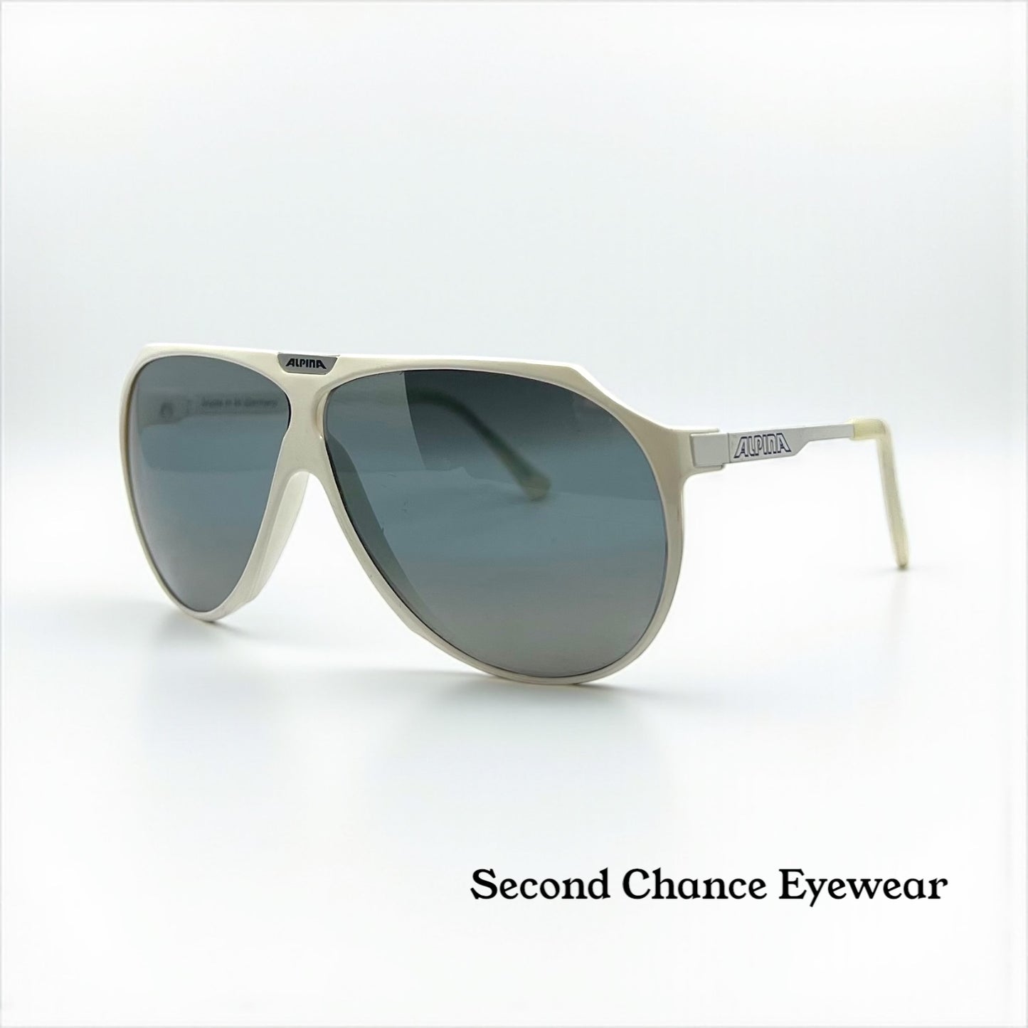 Alpina AERO Vintage Sunglasses White 64mm Aviator – Made in W. Germany 1980s