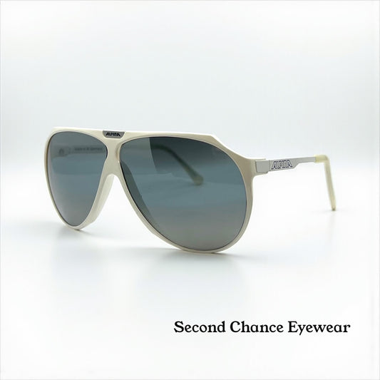 Alpina AERO Vintage Sunglasses White 64mm Aviator – Made in W. Germany 1980s