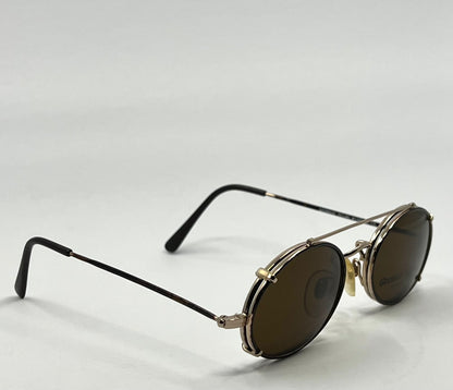 Giorgio Felini W1480 G|To Gold Oval Convertible Eyewear With Clip-On Vintage|Deadstock-Italy 49-20