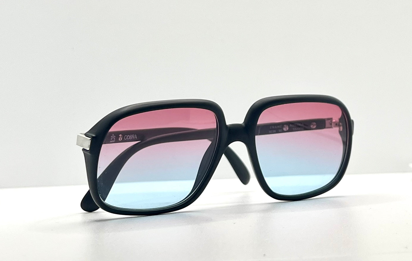 Cobra 3038 Vintage Optyl Sunglasses W| New, Custom Rose To Ice Blue Gradient Lenses-Deadstock-Austria