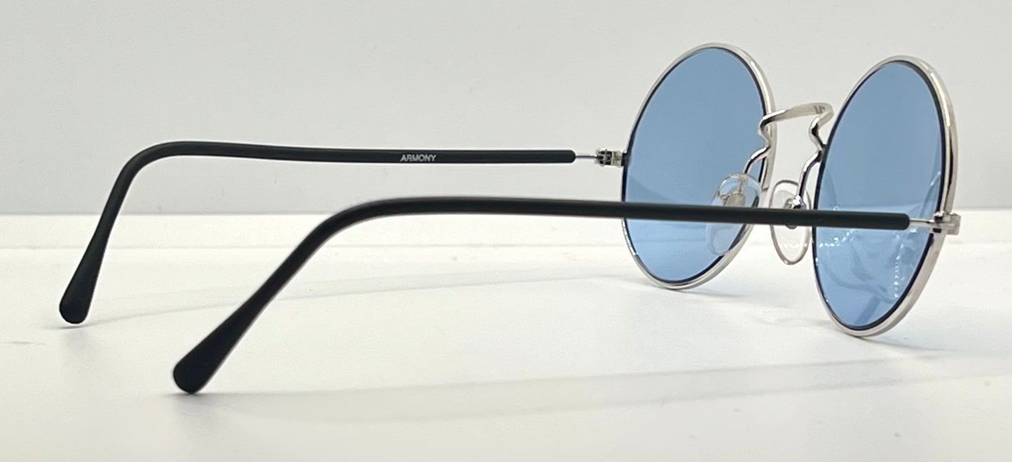 Armony- Olimpic 1 -Round Vintage Sunglasses w|New Sky Blue Custom Gradient Tinted Lenses