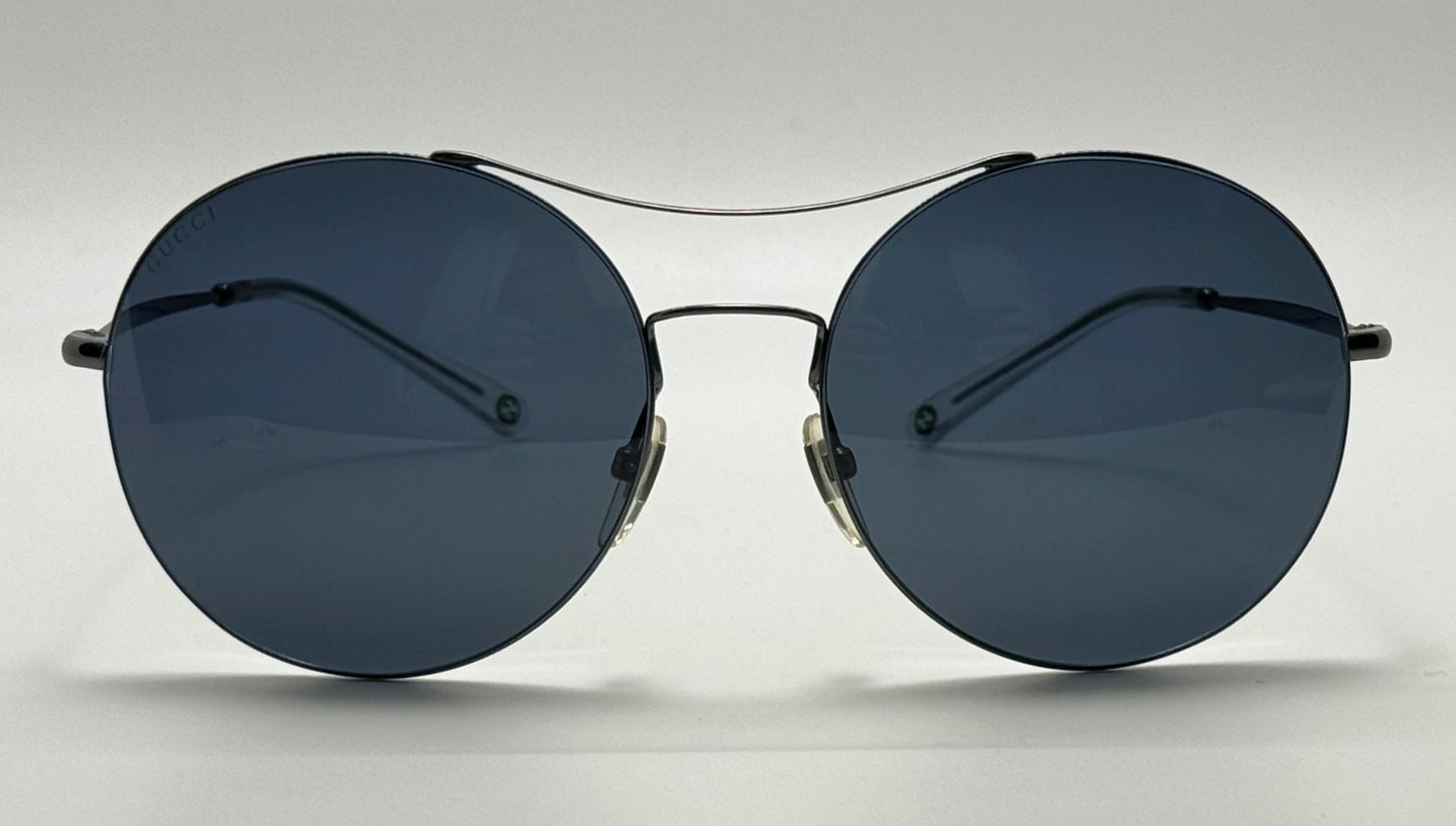 Gucci Gg 4252|S Kj14X Round Sunglasses-58Mm Matte Black-Blue Lens-Italy