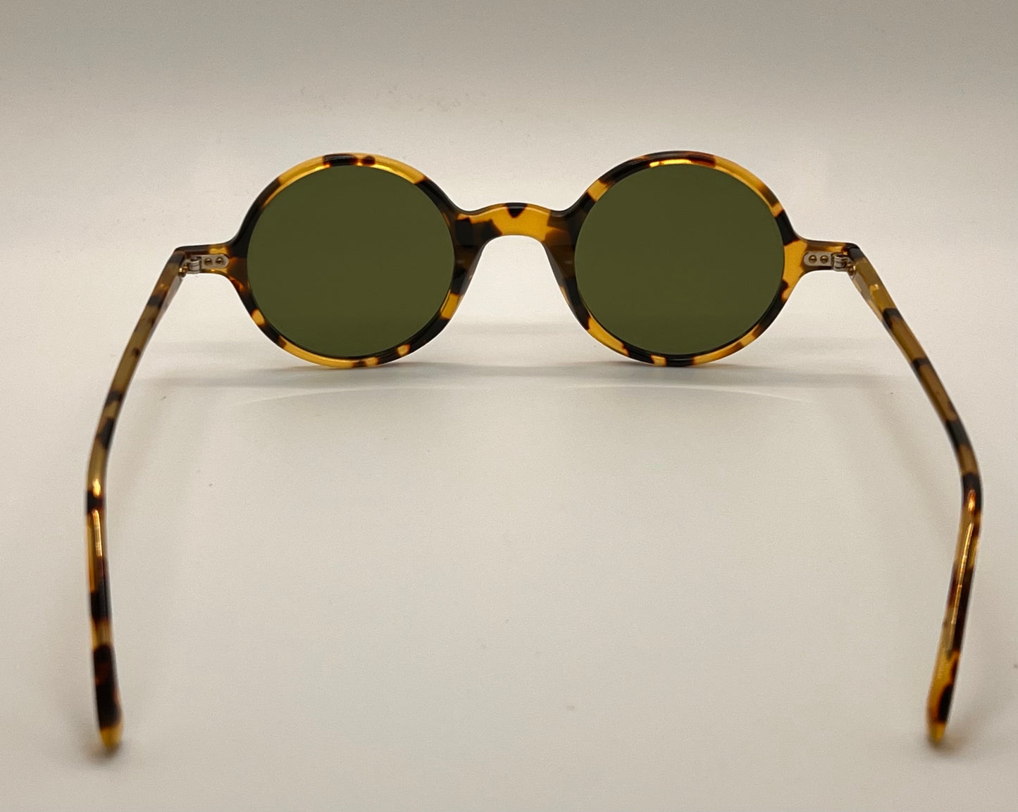 Brand New-Morel Aime 90040C-Round Tortoise Acetate Sunglasses With Custom Green Glass Lenses