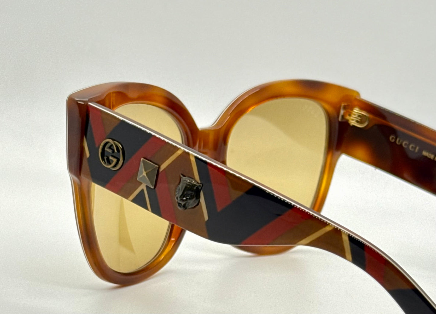 Gucci GG0059S 003 Amber Tortoise Geometric Sunglasses w/ Original Amber Lenses (Unworn)