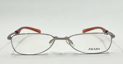 Prada Vpr 76C Vintage FOLDING Eyeglasses-Full Rim-Silver Orange Tips-Unworn-Italy