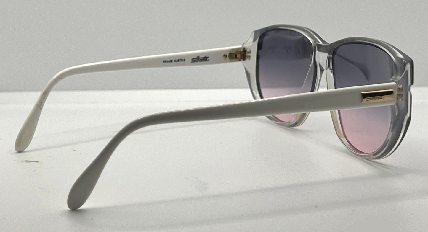 Silhouette M 1220 C 2952 Vintage White Sunglasses w|New Grey to Rose Gradient Custom Lenses-57mm-Austria