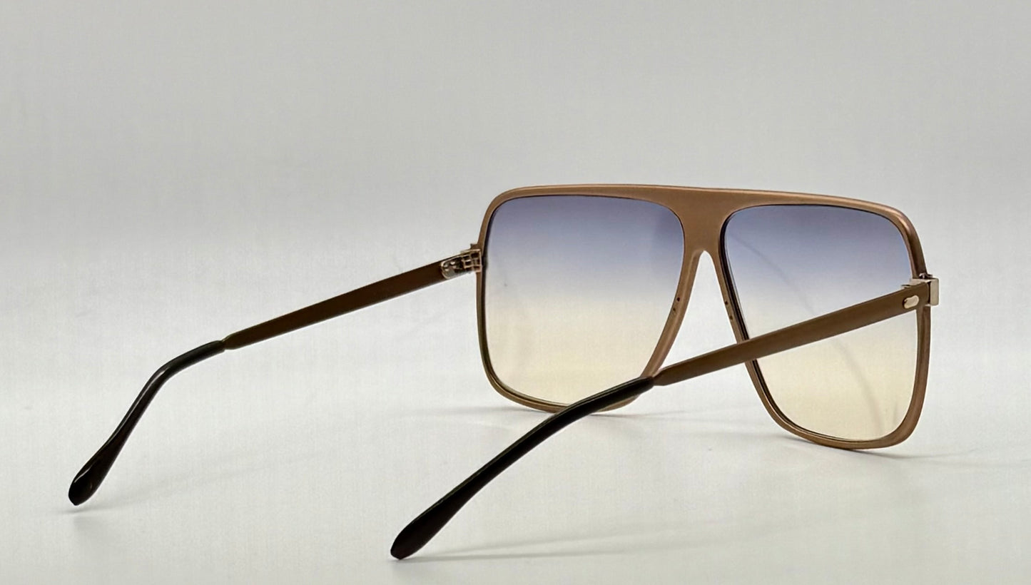 Omikron 103 Vintage Sunglasses-Bronze Aviator Frame w/New Gradient Tinted Custom Lenses