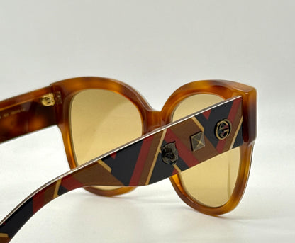 Gucci GG0059S 003 Amber Tortoise Geometric Sunglasses w/ Original Amber Lenses (Unworn)