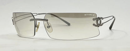 CHANEL 4051B 103/61 Rimless Crystal CC Logo Sunglasses-Y2K Deadstock-Italy