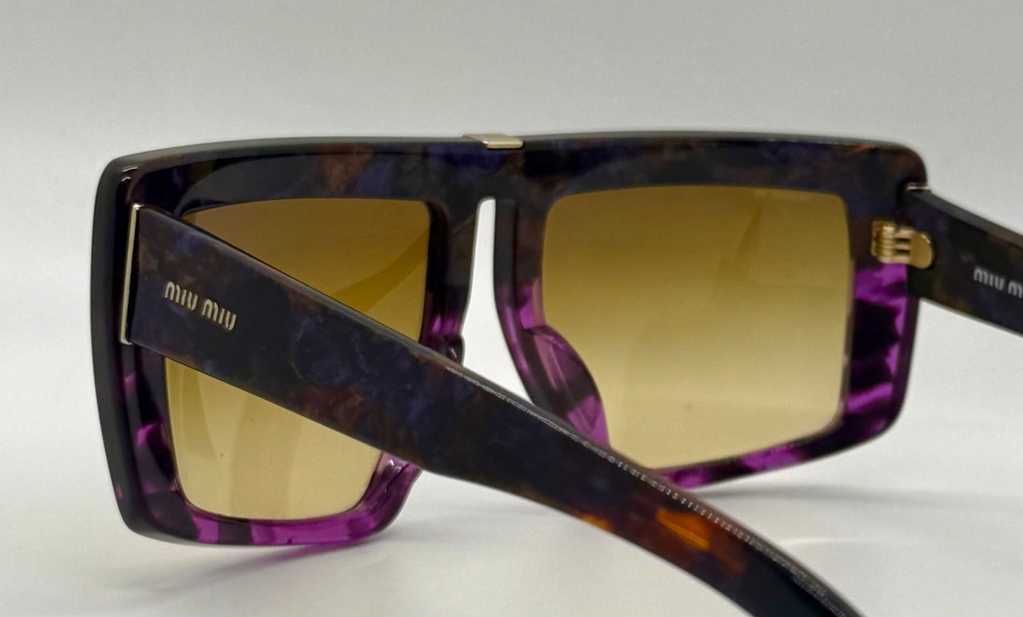 Miu Miu SMU 05O-Vintage Sunglasses-Marbled Purple Amber Frame-Italy-55mm