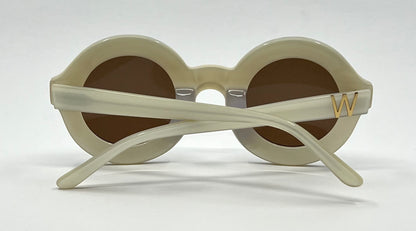 Wildfox Bel Air Oversized Round Sunglasses Ivory Acetate Brown Lens-Deadstock