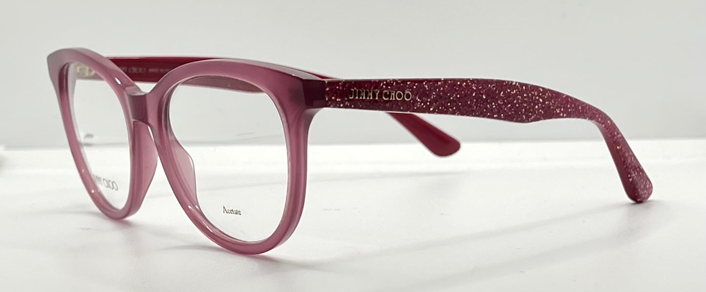 Jimmy Choo Jc205 Qho Pink Glitter Eyeglasses-New-Unworn-Italy-47Mm