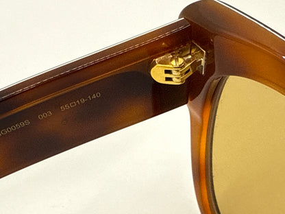 Gucci GG0059S 003 Amber Tortoise Geometric Sunglasses w/ Original Amber Lenses (Unworn)