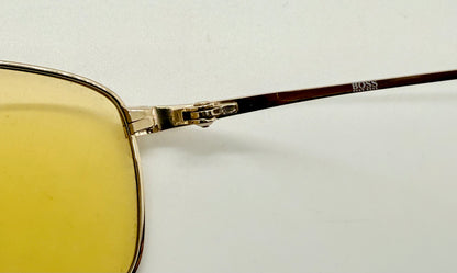 Hugo Boss Hb5774 Titanium Aviator Sunglasses Amber Lens Deadstock Japan