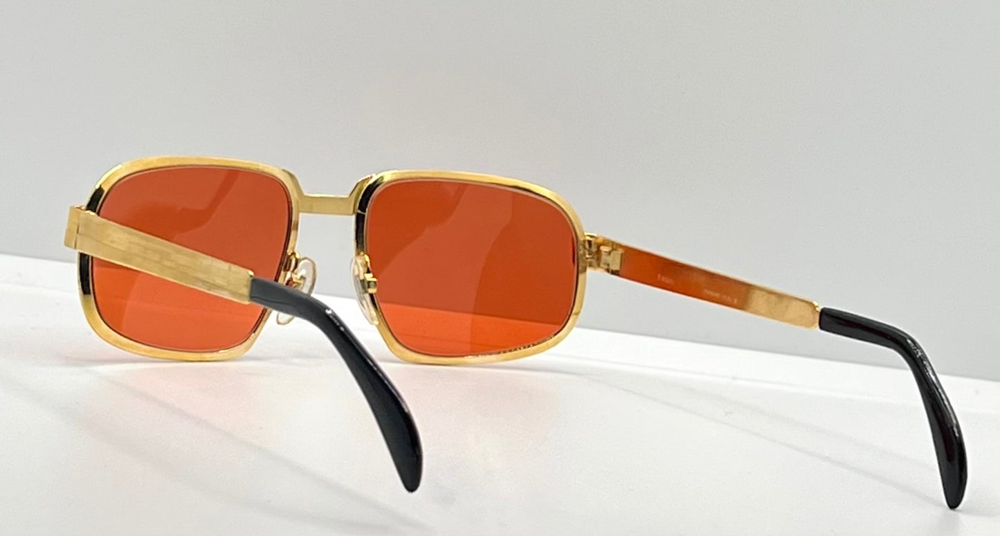 Swan Medici 50420 Vintage Sunglasses-Gold Textured Frame W|New, Custom “Tuscan Flame” Lenses-Deadstock-Italy