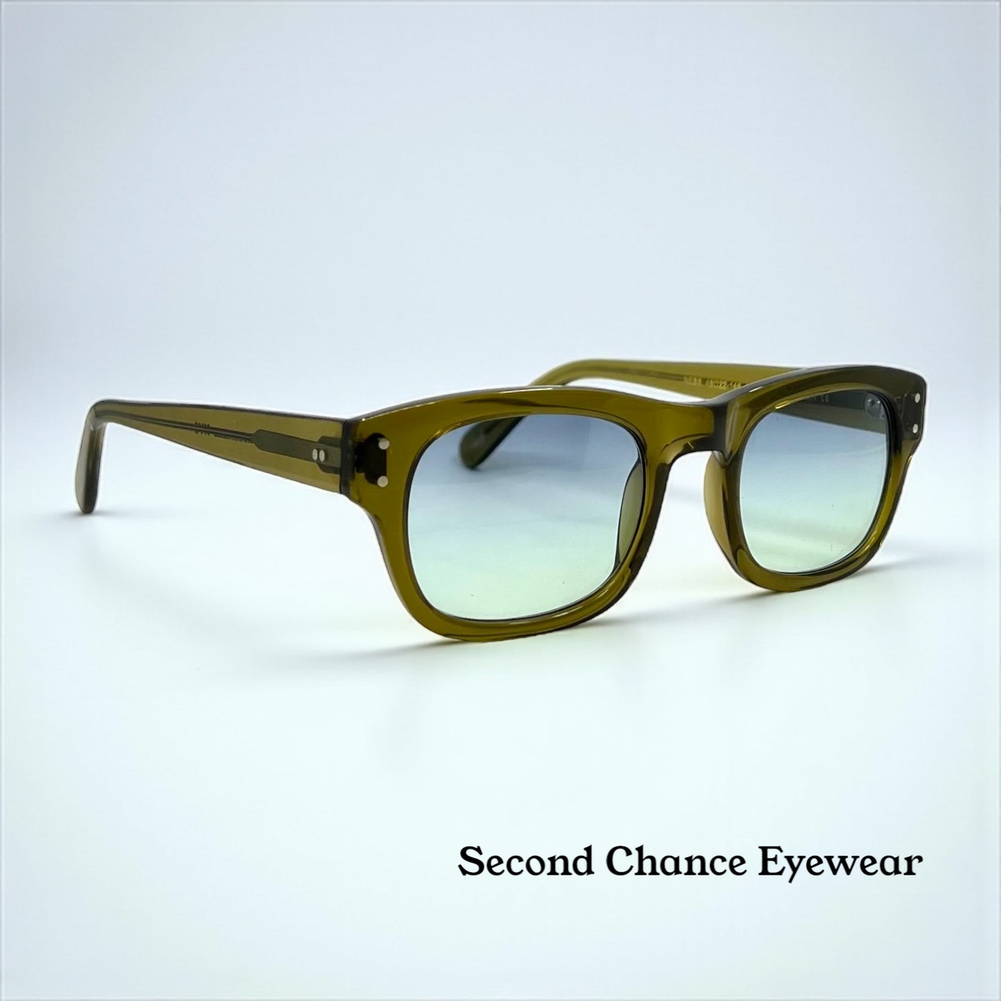 MOSCOT NEBB Sunglasses Olive Green w/New Gradient Custom Tinted Lenses-Full Kit