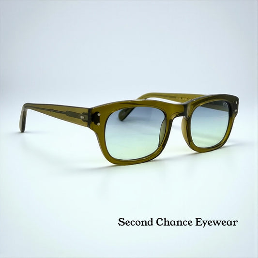 MOSCOT NEBB Sunglasses Olive Green w/New Gradient Custom Tinted Lenses-Full Kit