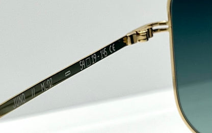 Odette Lunettes Juno M202 Gold Sunglasses-Made In France-Gradient Blue|Green Lenses-New