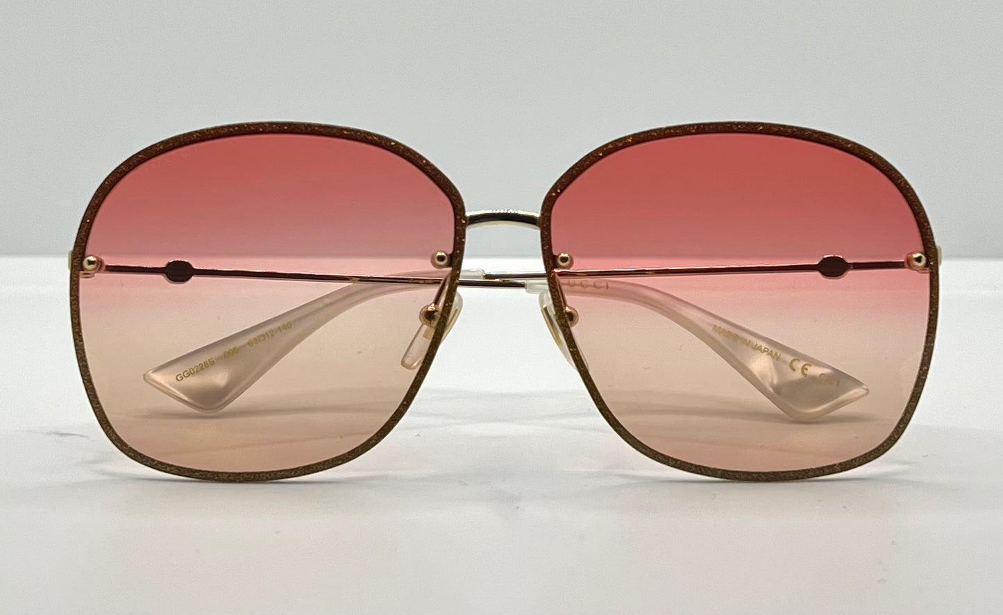 GUCCI GG0228S 005-Glitter Frame Sunglasses w/Gradient Pink/Yellow Lenses-Discontinued/Unworn-Japan