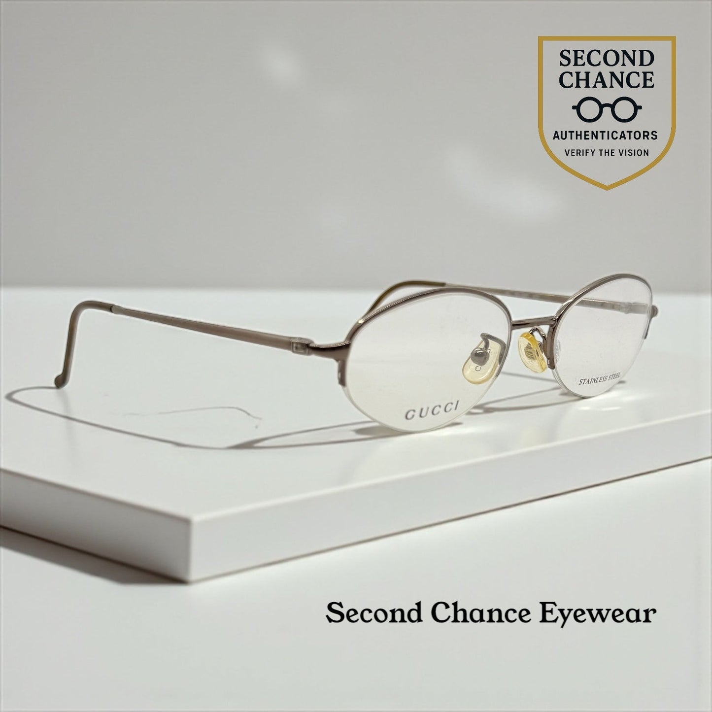 Gucci GG 2663 Half-Rim Stainless Steel Frames-Y2K Vintage-47mm-Italy