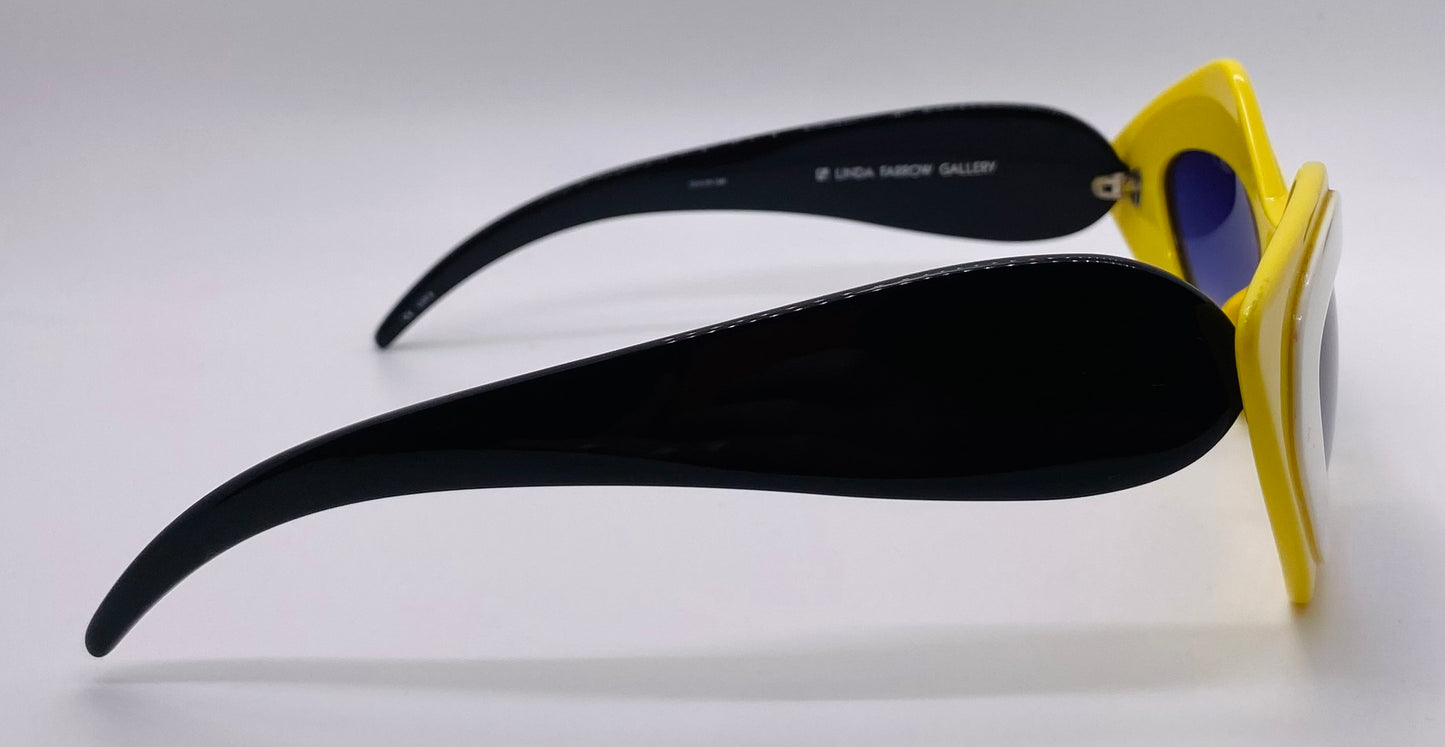 Linda Farrow X Prabal Gurung Pg|17|5 Cat-Eye Sunglasses-Bold Yellow & White Acetate With Gradient Blue Lenses