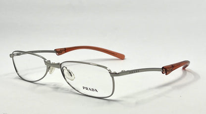 Prada Vpr 76C Vintage FOLDING Eyeglasses-Full Rim-Silver Orange Tips-Unworn-Italy