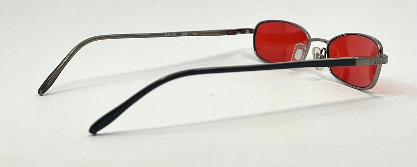 Chloé CL 1104 C04 Y2K Vintage Sunglasses w/New Crimson Red Custom Lenses-France