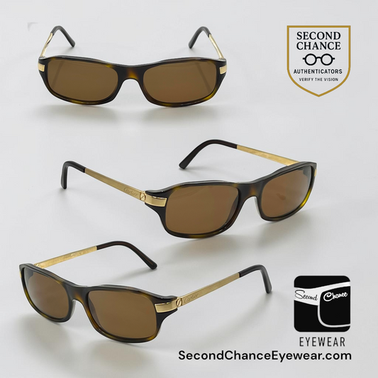Cartier Paris Vintage France Tortoise Sunglasses NOS Box Zeiss Polarized Gold