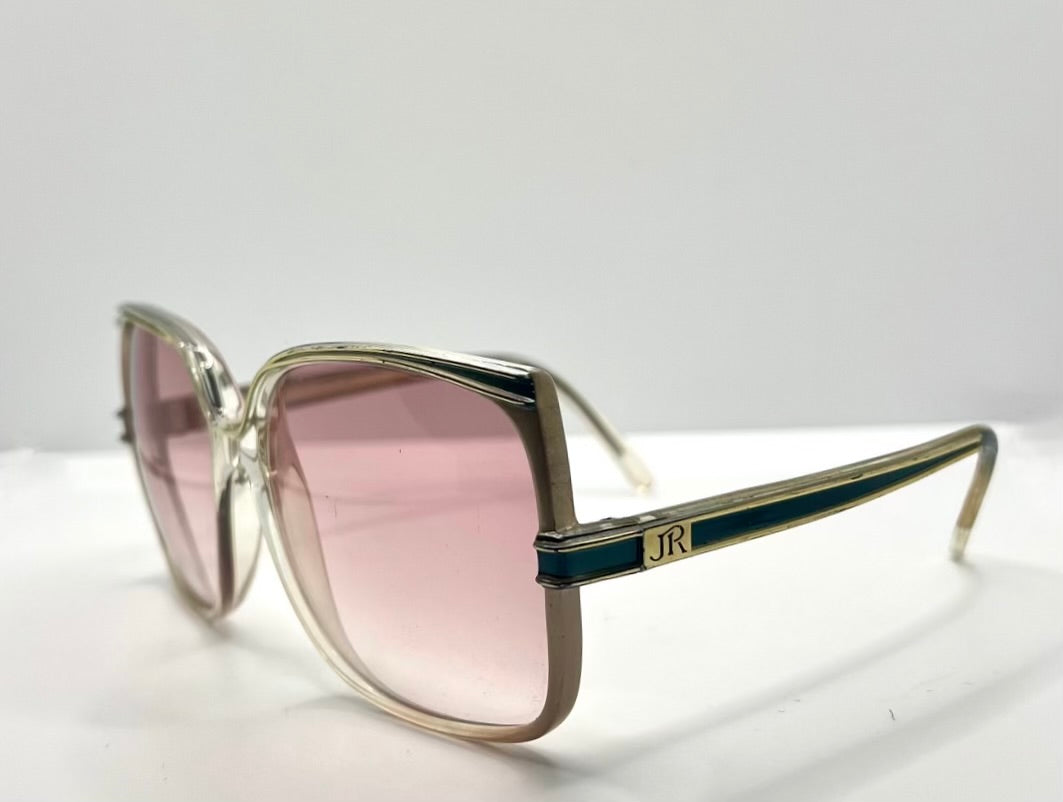 Jean De Paris 674|2 Vintage Sunglasses-Clear Frame Pink Lenses-France Nos