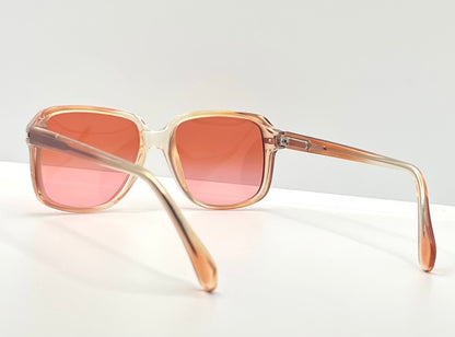 Vintage Deadstock Translucent Peach & Honey Sunglasses – Custom Solid Pink Berko’s Designs Lenses