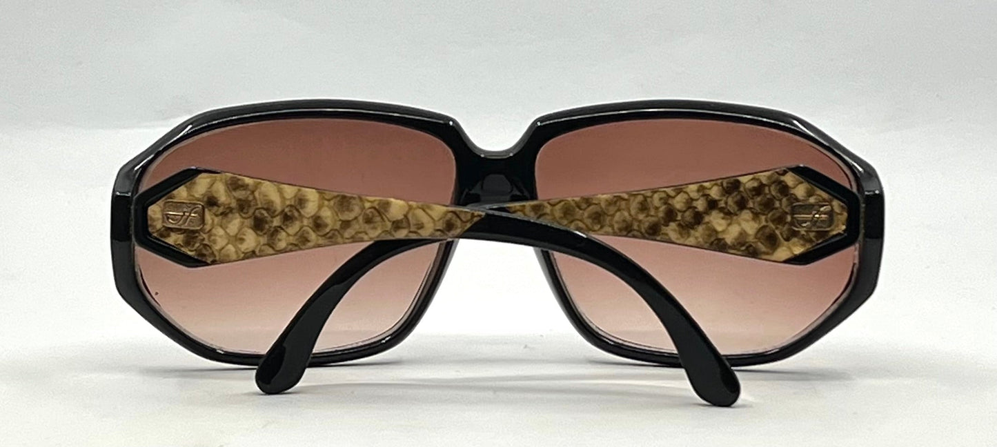 Jacques Fath 872-O Vintage Sunglasses-Exotic Snake Skin Temple-Unworn
