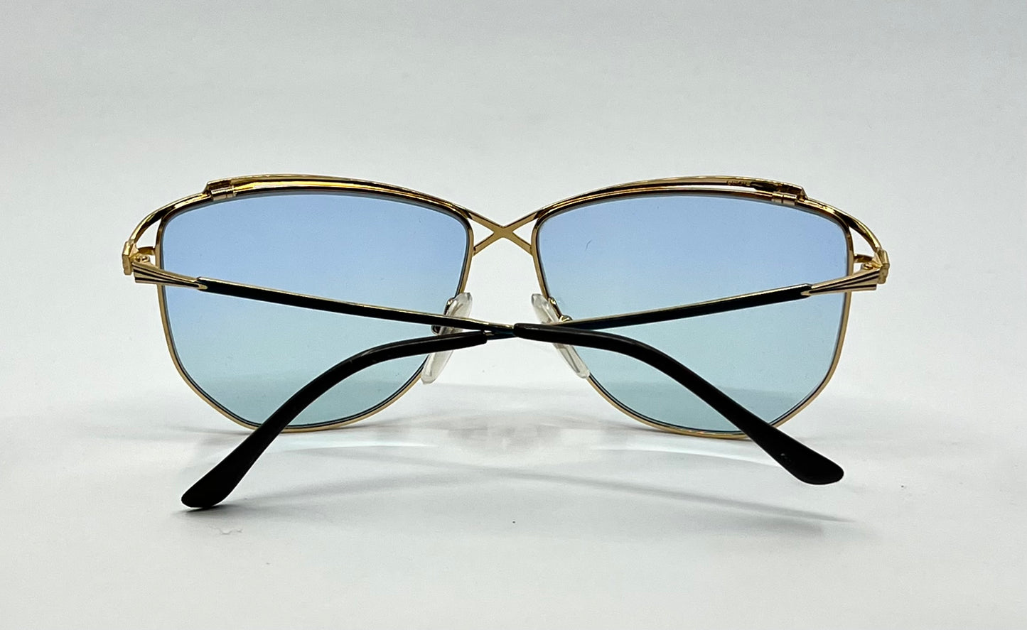 Halston 47 Vintage Sunglasses-Japan Gold w/New Solid Sky Blue Custom Lenses