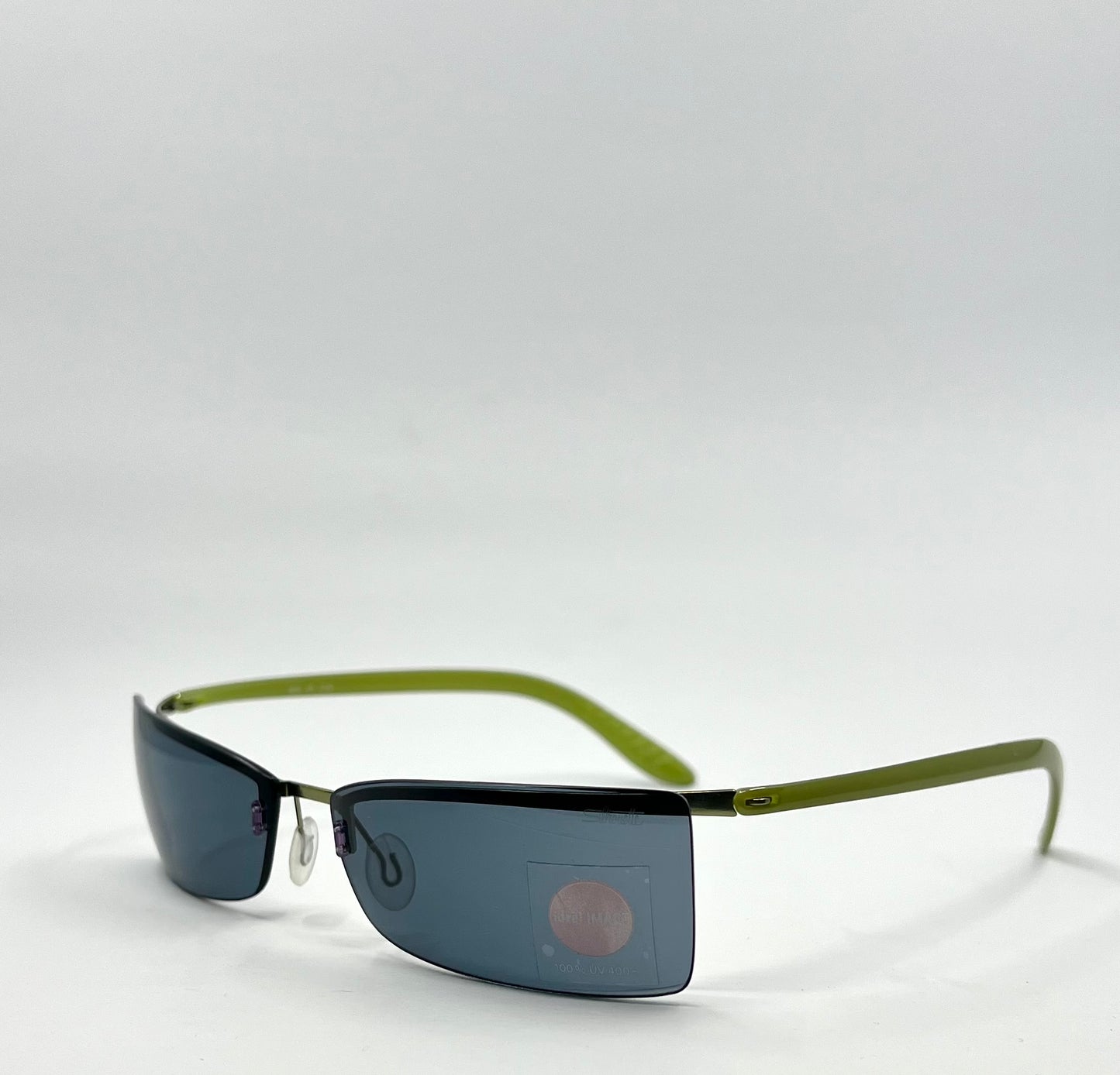 Silhouette 2131 Vintage Sunglasses- Y2K Deadstock Rimless w|Green Temples-Austria
