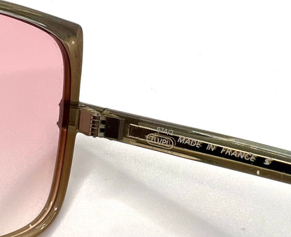Jean De Paris 674|2 Vintage Sunglasses-Clear Frame Pink Lenses-France Nos