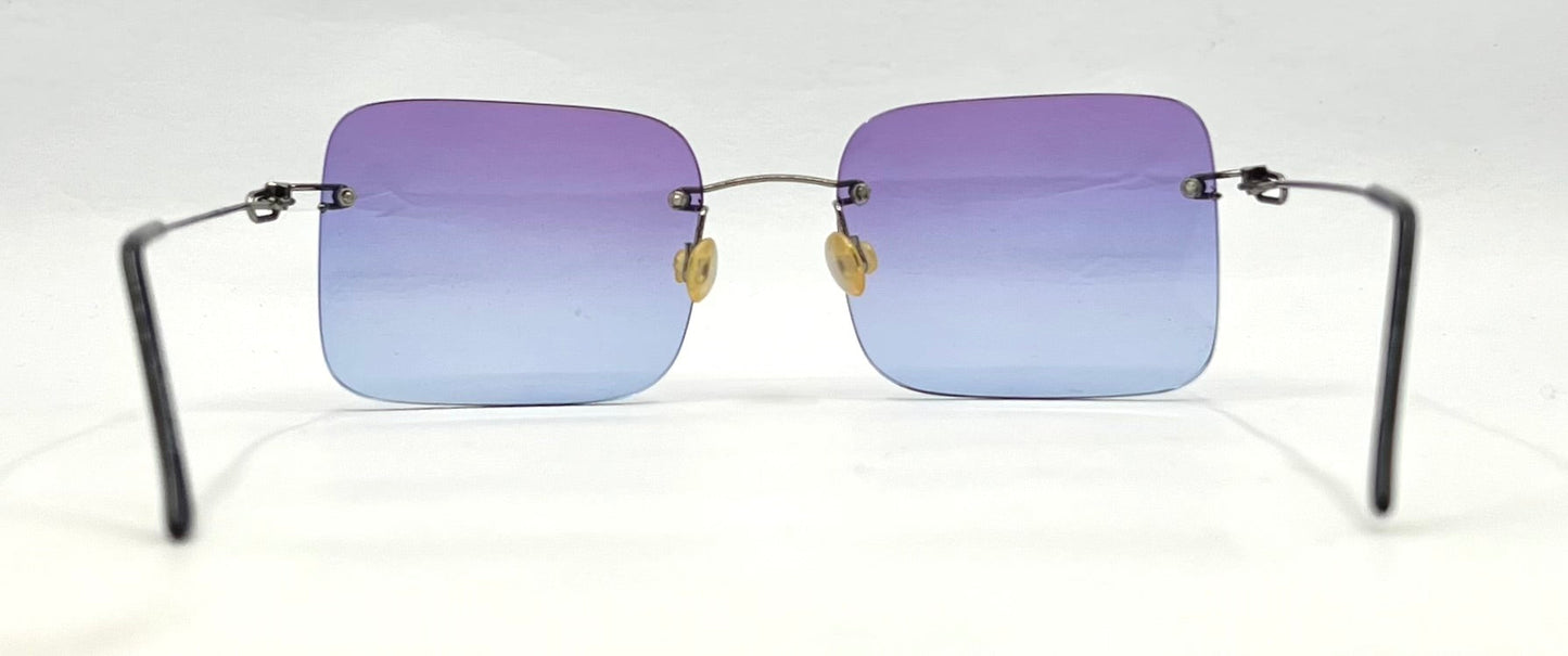 Masters 543 Rimless Gradient Sunglasses – Purple to Blue Lens – G/MET – Unworn