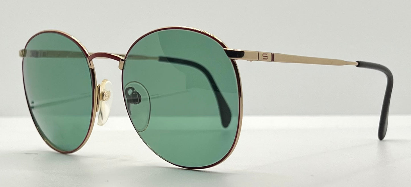 Silhouette M6039 Vintage Sunglasses-Gold|Red W|New Green Custom Lenses-54Mm