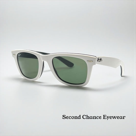 Ray-Ban RB2140 Wayfarer 956 Gloss White G-15 Sunglasses Made in Italy