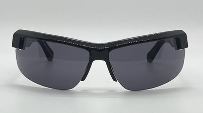 Vintage Off-White Black Shield Wraparound Sunglasses Model Oeri068 1007