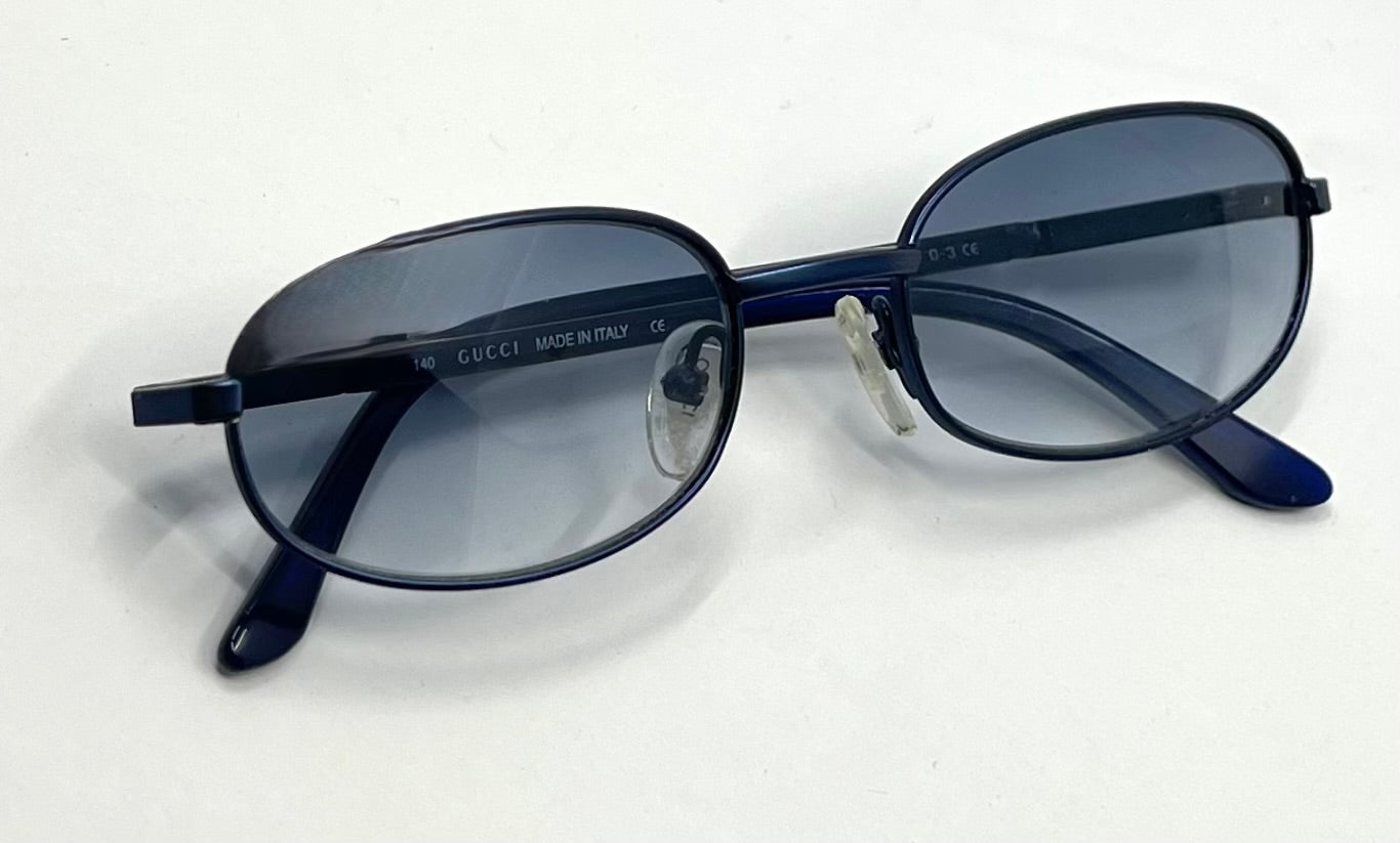 Gucci GG1374 6XG Blue Oval Y2K Sunglasses-New Gradient Custom Lenses-UNWORN